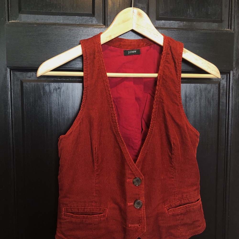 J Crew Corduroy Vest xs Burgundy Red